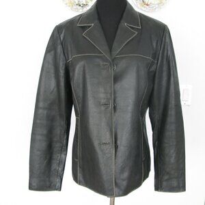 Beautiful Fancy %100 Genuine Leather Women's Jacket/Coat in Black size Medium